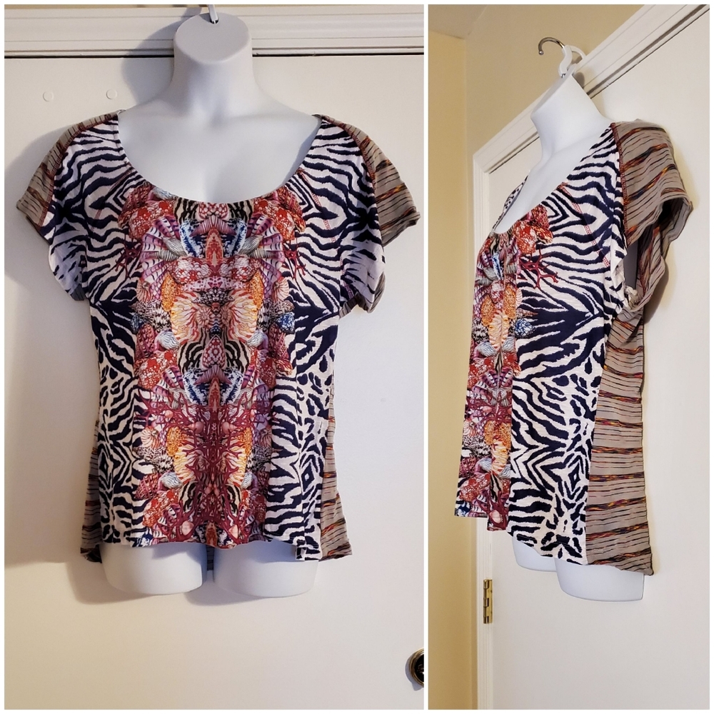 1X Live & Let Live Woman Zebra Rainbow Striped Top One World